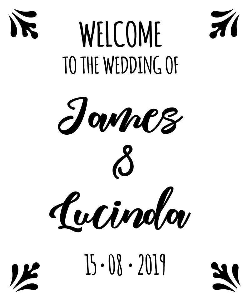 Wedding sign template 01 black